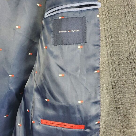 Tommy Hilfiger Adams Wool Blend Blazer Sports Jacket 2 Button Grey Black 42 Long - Picture 11 of 13